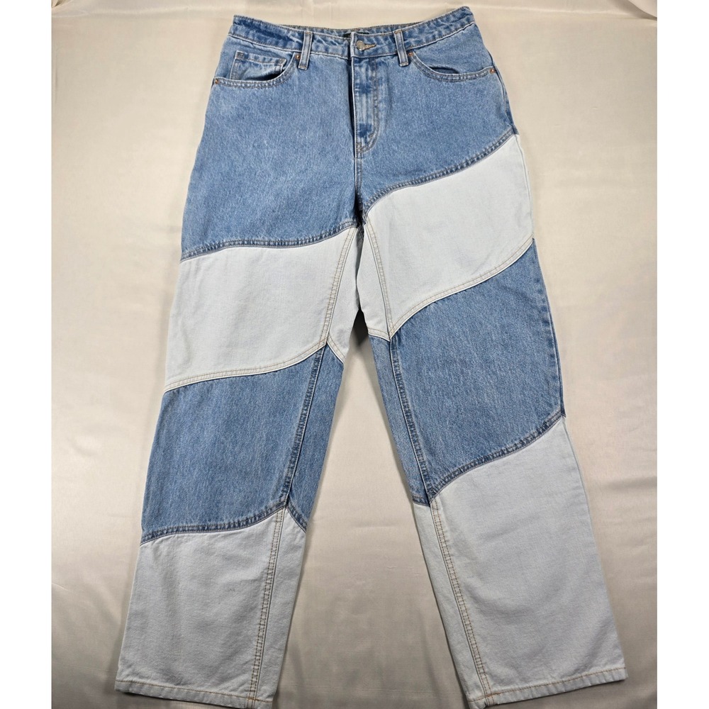 Wild Fable Womens 10 High-Rise 90s Relaxed Straight Colorblock Patchwork Jeans